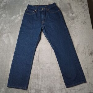 Levis Jeans Mens 30x30 Fits 26x27 Blue 505 Regular Fit Stretch Straight Leg Dark